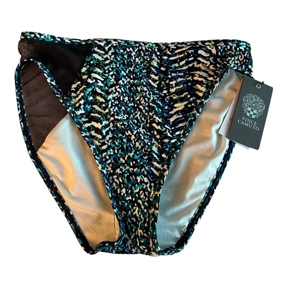 Vince Camuto High Leg Bikini Bottom Abstract Animal in Midnight Blue NEW - Picture 12 of 15